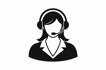 Call center woman silhouette vector, Customer service icon, news presenter icon