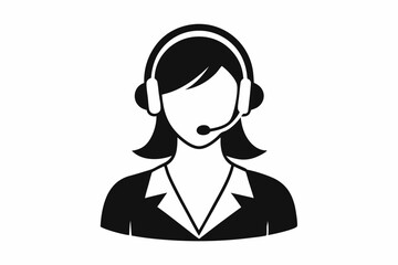 Call center woman silhouette vector, Customer service icon, news presenter icon