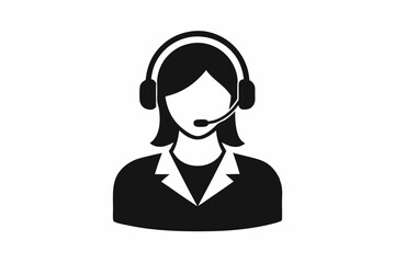 Call center woman silhouette vector, Customer service icon, news presenter icon