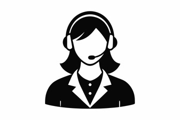 Call center woman silhouette vector, Customer service icon, news presenter icon