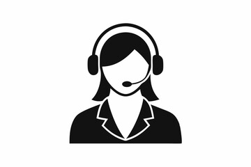 Call center woman silhouette vector, Customer service icon, news presenter icon