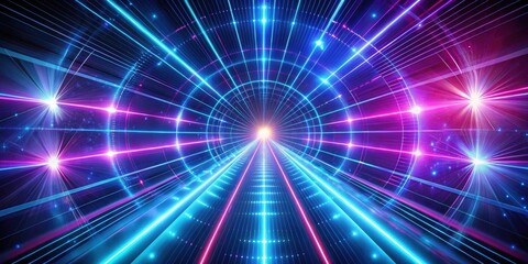 Fototapeta premium Blue and purple laser light tunnel background, alpha matte, laser, light, tunnel, blue, purple, background, abstract