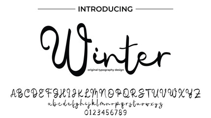 Winter Font Stylish brush painted an uppercase vector letters, alphabet, typeface
