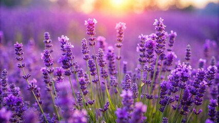 Fototapeta premium Vibrant purple lavender flowers blooming in a field, purple, vibrant, lavender, flowers, blooming, field, nature, fragrant, summer