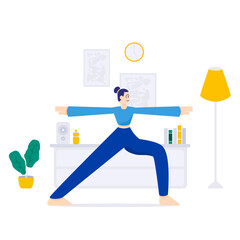 Warrior Pose for yoga Illustration