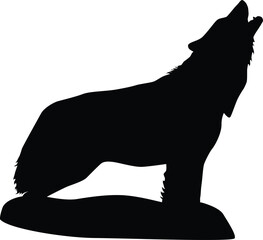 Wolf howling full body silhouette illustration