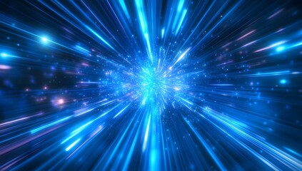 Abstract blue light speed lines background with a blur effect, a futuristic technology concept