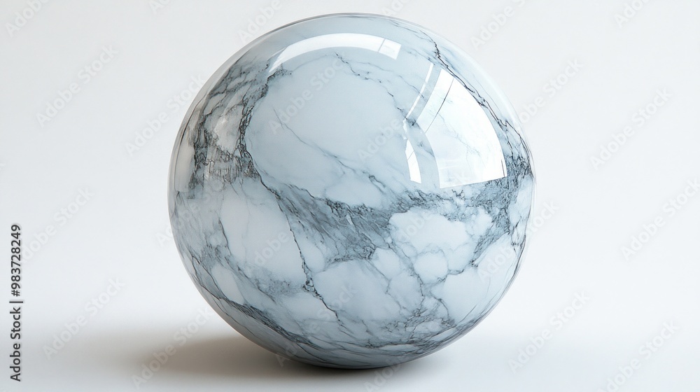 Poster a glossy marble sphere showcasing intricate patterns and textures.