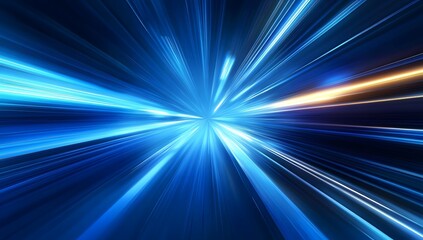 Abstract blue light speed lines background with a blur effect, a futuristic technology concept