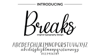 Breaks Font Stylish brush painted an uppercase vector letters, alphabet, typeface