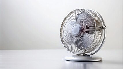 Compact desk fan on background, desk fan, portable, small, white, mini, office, summer, cooling, appliance