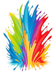 Obraz premium An abstract splash of colorful liquid paint swirling and mixing together, with dynamic shapes and vibrant hues, set against a plain white background for a bold mobile wallpaper.