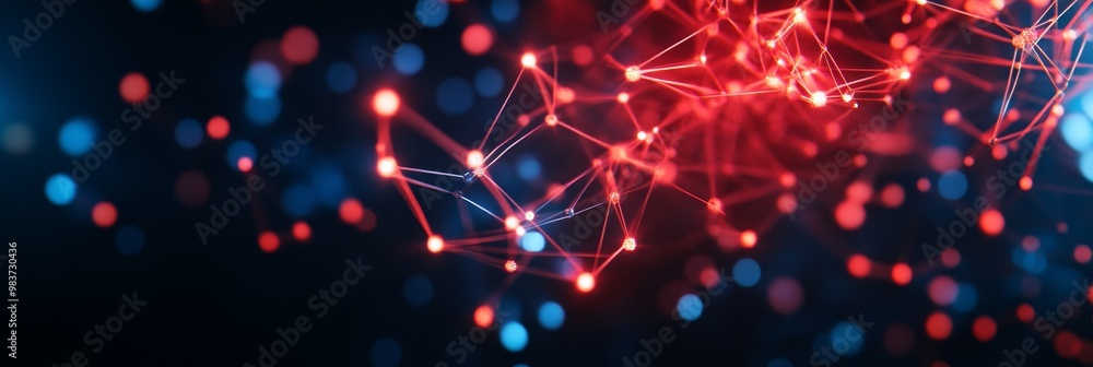 Poster abstract digital network illustration with futuristic glow, representing connection, technology, com