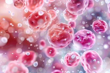 Vector illustration of Rheumatoid Arthritis cells, showcasing cellular structures and interactions, highlighting inflammation and immune response mechanisms in the body.