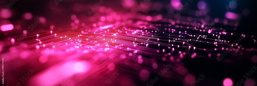 Poster ai-driven data exchange: a holographic vision, representing the flow of data through a network, illu