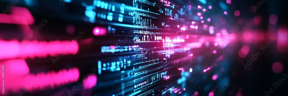 Poster ai-driven data exchange: glowing holographic network symbolizes futuristic technology, data flow, co
