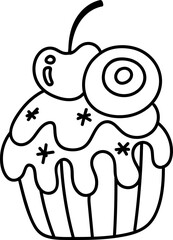 Halloween Cupcakes outline coloring
