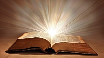Holy Bible with a Radiant Light