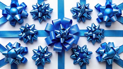 Collection of blue gift ribbon with bow on background for festive occasions, blue, gift, ribbon, bow