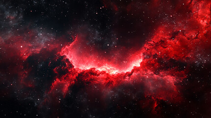Fototapeta premium Stellar Nebula in Fiery Red and Black Universe - Made with Generative AI