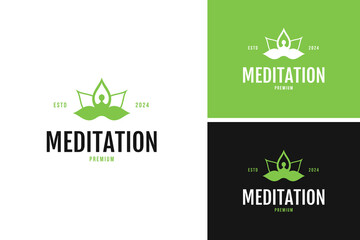 Lotus meditation yoga logo design vector template illustration idea