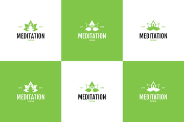 Set of lotus meditation yoga logo design vector template illustration idea