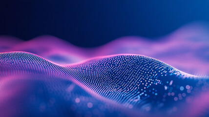 Abstract digital waves in vibrant purple and blue colors illustrating depth and motion
