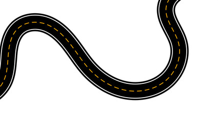 Horizontal asphalt road template. Winding road. Journey traffic curved highway. Seamless highway marking Isolated on background. Straight and winding road road. vector illustration