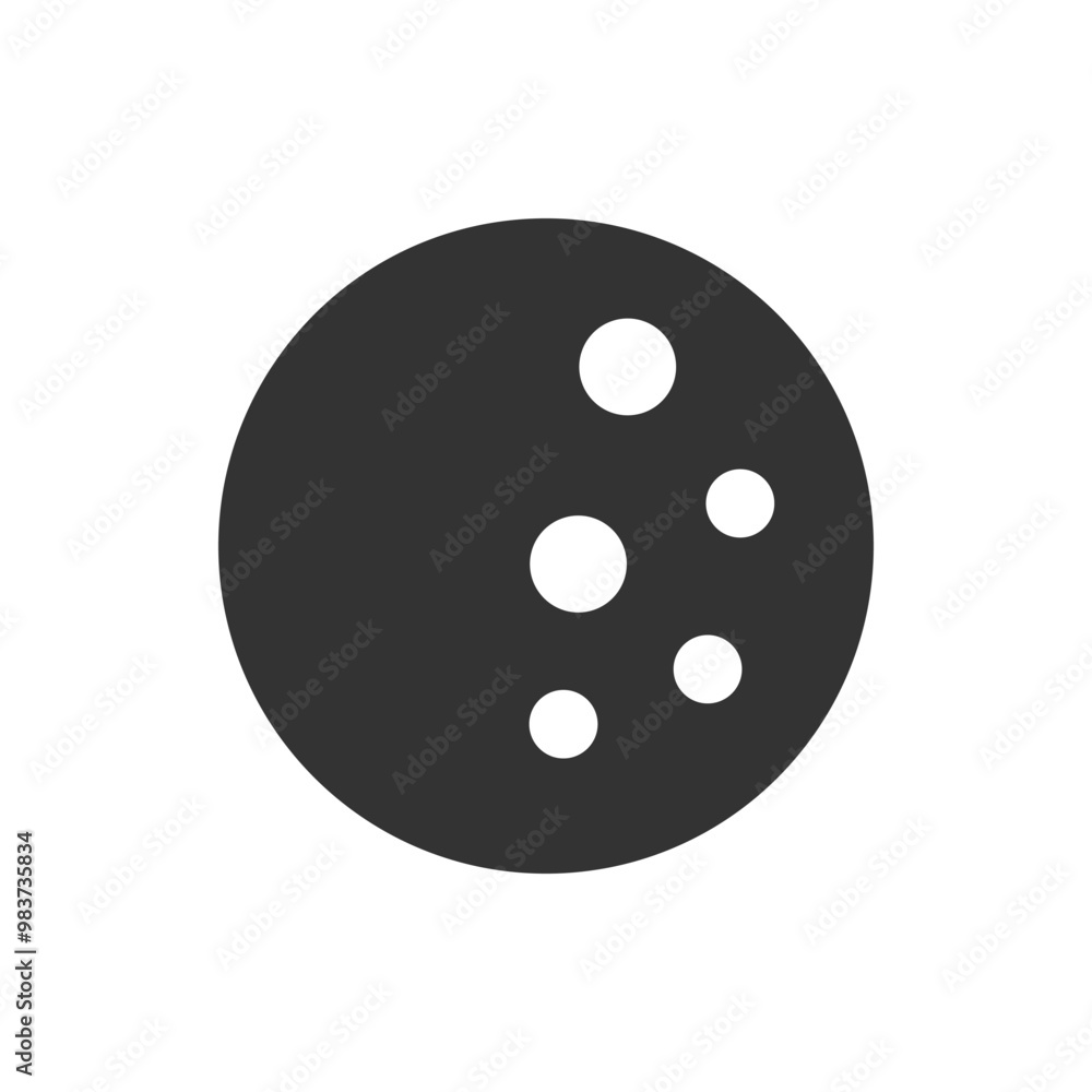 Poster black circle with multiple circular cutouts design. abstract black circle graphic featuring various-