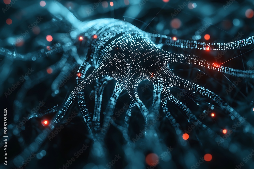 Wall mural binary neurons depict data transmission within ai frameworks.