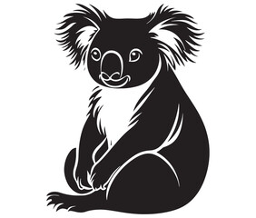 Silhouette cartoon koala on isolated background vector illustration 