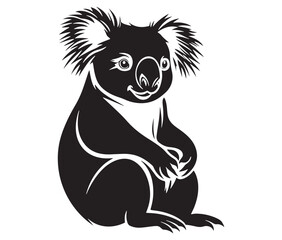 Silhouette cartoon koala on isolated background vector illustration 