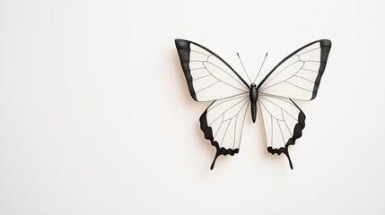Naklejka premium Butterfly pencil sketch with artistic shading on a clean, white surface, using intricate details and soft, professional lighting to create a beautiful, hand-drawn masterpiece