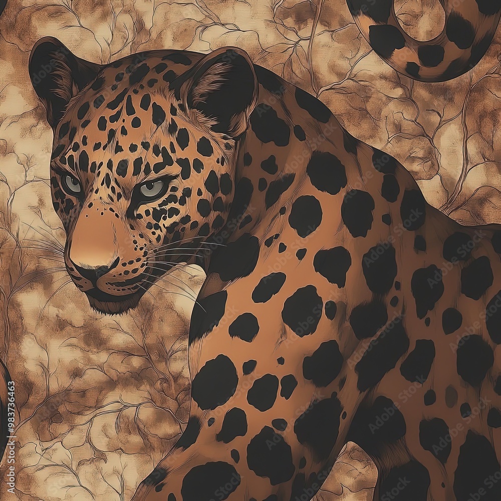 Poster Elegant seamless leopard print pattern for fashion and design projects