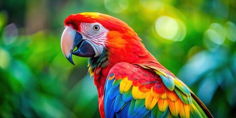 Vibrant photo of a colorful parrot with bright feathers, parrot, bird, colorful, vibrant, feathers, tropical, wildlife, exotic