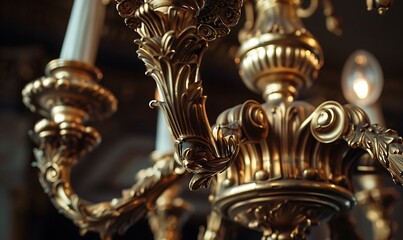 Beautiful crystal chandelier close-up. Luxury chandelier