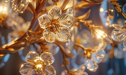 Naklejka premium Beautiful crystal chandelier close-up. Luxury chandelier