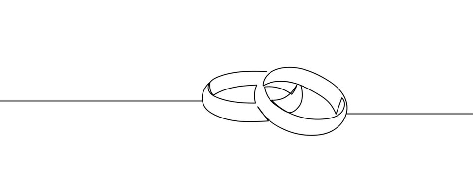 wedding ring line art vector illustration with transparent background editable stroke.