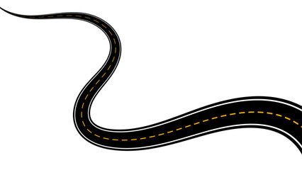 Winding road. Journey traffic curved highway. Road to horizon in perspective. Winding asphalt empty line isolated vector concept. Straight and winding road road. vector illustration