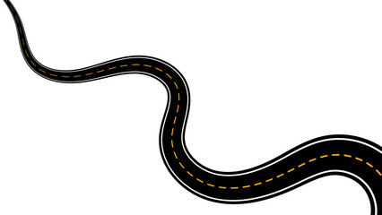 Winding road. Journey traffic curved highway. Road to horizon in perspective. Winding asphalt empty line isolated vector concept. Straight and winding road road. vector illustration