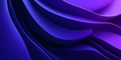 Abstract 3D purple background with curved lines, minimalistic design, simple shapes, and a gradient of deep blue