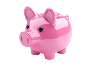 A vibrant pink piggy bank symbolizing savings and financial growth, perfect for finance-related content, Transparent background.
