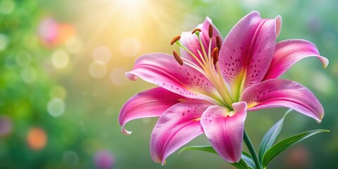 Vibrant pink Casablanca lily against a soft blurred background, pink, Casablanca, lily, flower, vibrant, pink, soft, blurred