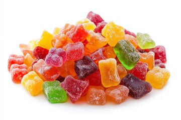 Colorful gummy candies on a white background 