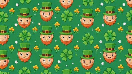 Seamless leprechaun pattern on green background, leprechaun, seamless, pattern, background, St. Patrick's Day, Irish, luck