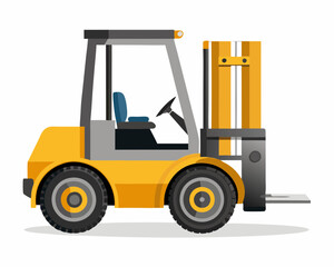 Realistic forklift construction vehicle vector illustration