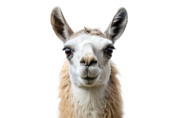 Fototapeta premium Llama portrait on transparent background with friendly expression