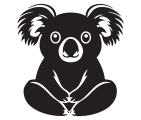 Silhouette cartoon koala on isolated background vector illustration 
