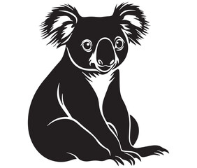 Silhouette cartoon koala on isolated background vector illustration 
