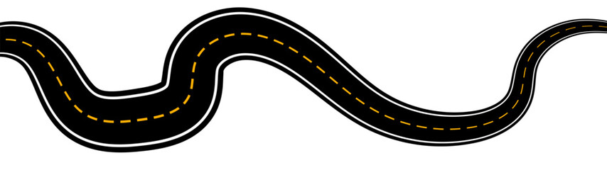 Straight and winding road road. Seamless asphalt roads template. Highway or roadway background. Seamless highway marking Isolated on background. Straight and winding road road. vector illustration